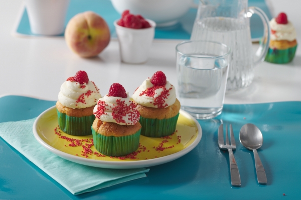 Cupcakes raspberry-ροδάκινο